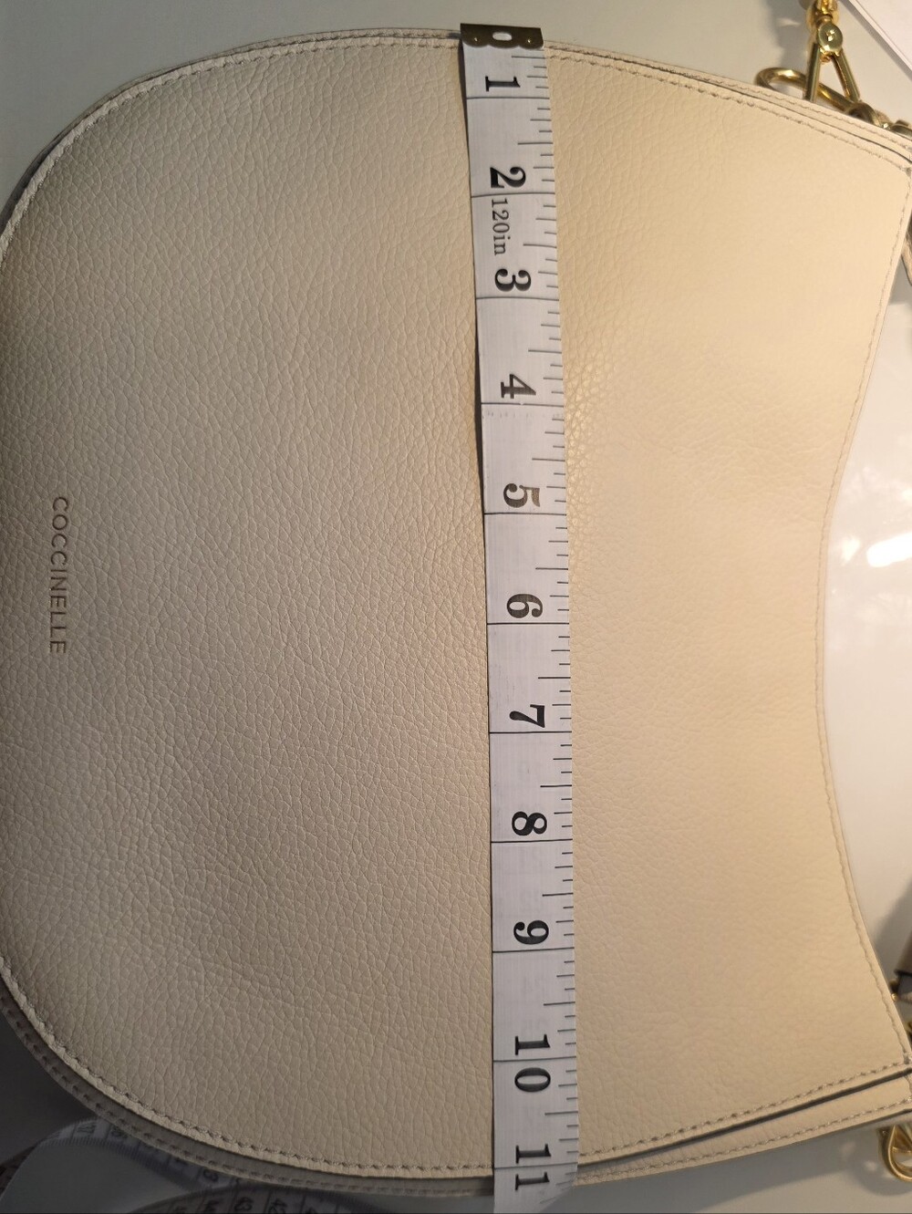 Coccinelle Cream Leather Crossbody Bag with Gold Logo - Picture 9 of 12